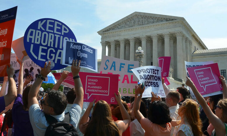 Protestors for sexual and reproductive health and rights outside the US Supreme Court